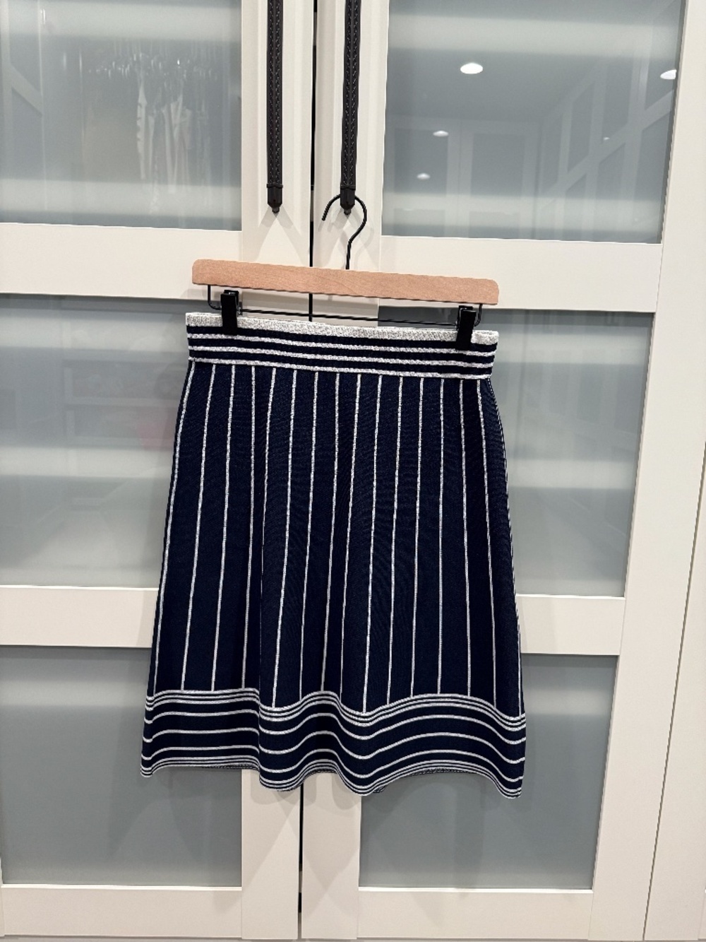Ann Taylor Factory Navy & White Knit Skirt NWT